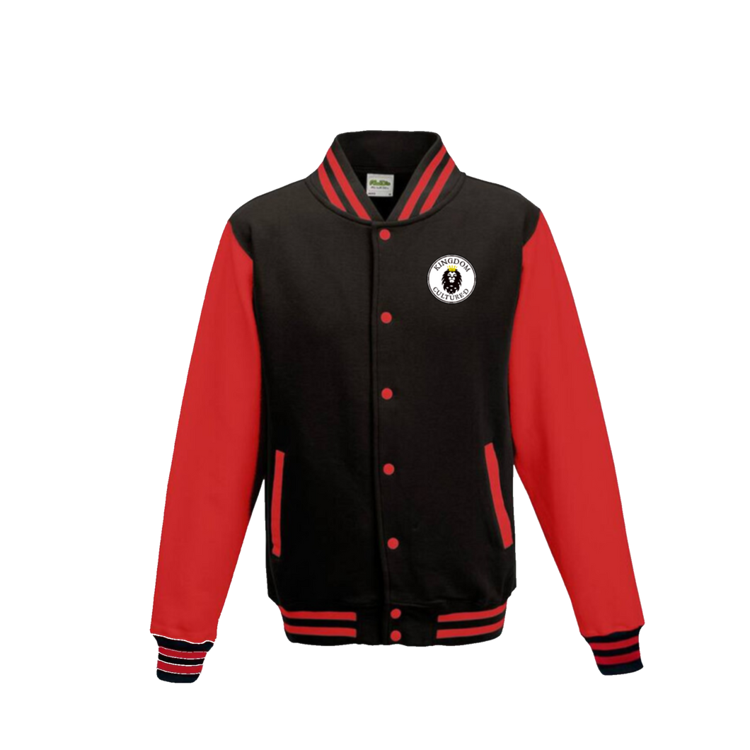 Kingdom Cultured Men’s letterman black/ “Windy City” red