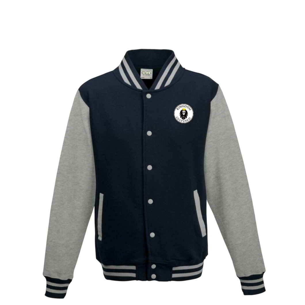 Kingdom Cultured Men’s letterman gray/ “Dem Boys” navy